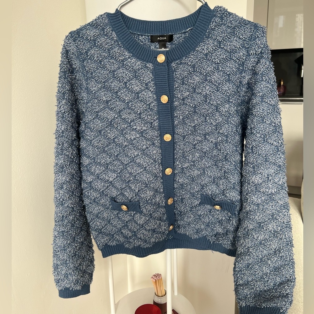 Aqua blue knit cardigan!!